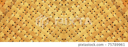 Bamboo woven textured, detail handcraft bamboo weaving texture backgrounds, with yellowed colors natural. applicable backgrounds banner, wallpaper, and backdrops printing media surface. 75789961
