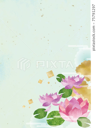 蓮花花背景素材水彩風格 75791297