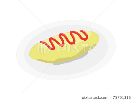 煎蛋捲配番茄醬（手繪） 75791316