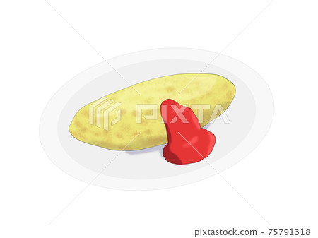 煎蛋捲配番茄醬（手繪） 75791318