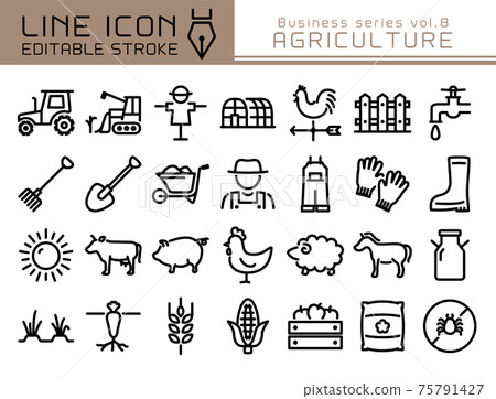 線圖標商務系列第8卷農業農夫 75791427