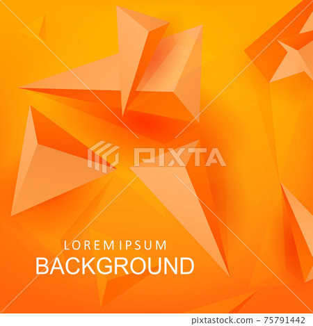 Illustration with orange color gradient, triangles with 3d effect 75791442