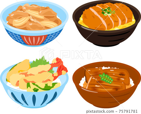 Gyudon, Katsudon, Tendon, Unadon 75791781