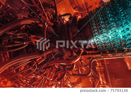Gas turbine engine of feed gas compressor located inside pressurized enclosure, The gas turbine engine used in offshore oil and gas central processing platform. Gas turbine engine of feed gas compressor located inside pressurized enclosure, The gas turbine engine used in offshore oil and gas central processing platform. 75793136