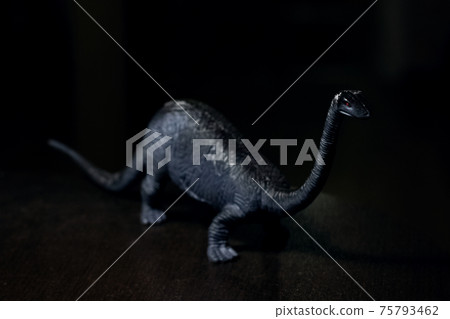 Black small dinosaur in darkness, non-existent animal Black small dinosaur in darkness, non-existent animal 75793462