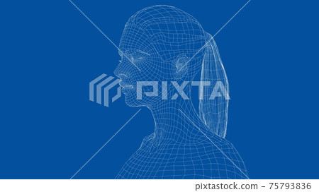 Wireframe portrait of a young beautiful girl 75793836