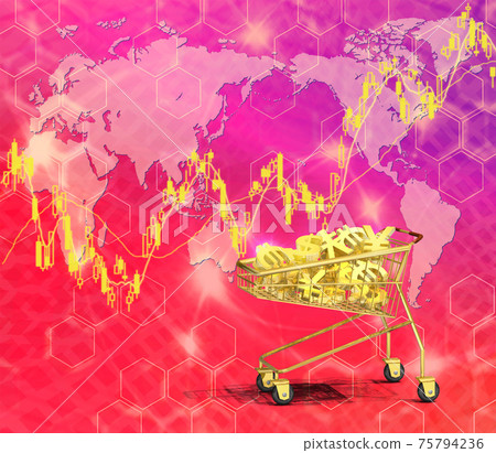 Exchange currency and stock market shopping cart 75794236