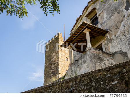 Old medieval Church of the Carmine and tower Torre Della Campanaria in Montecatini Alto, Italy 75794283