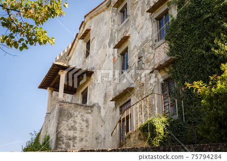 Old medieval Church of the Carmine and tower Torre Della Campanaria in Montecatini Alto, Italy 75794284