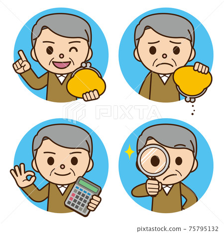Elderly man money icon Elderly man money icon 75795132