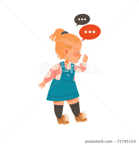 Little Girl Gossiping and Spreading Rumors About Her Agemates Vector Illustration 75795154