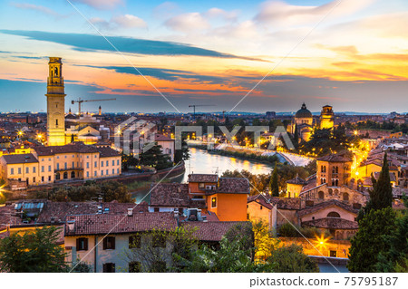 Verona at sunset in Italy 75795187