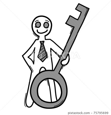 Businessman holding a key. Doodle vector icon. Drawing sketch illustration hand drawn cartoon line eps10 Businessman holding a key. Doodle vector icon. Drawing sketch illustration hand drawn cartoon line eps10 75795699