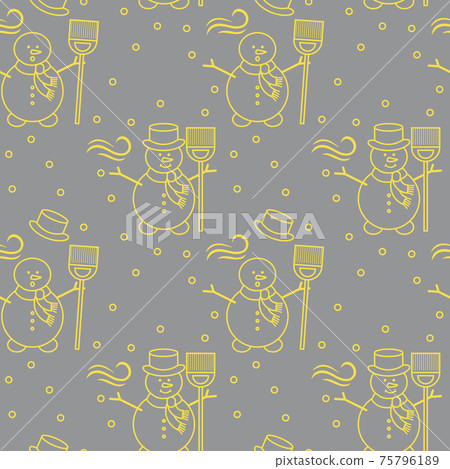 Seamless pattern with snowman, broom, hat, wind. 75796189