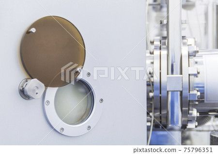 Part of chamber vacuum device industrial equipment silver color of research and development laboratory high technology . 75796351