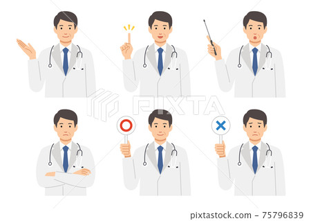 Middle generation male doctor 6 pose set 75796839