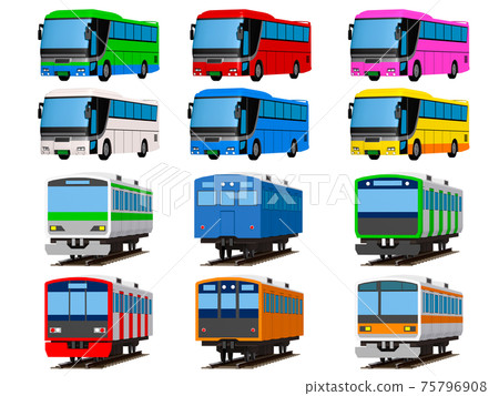 觀光巴士和火車設置圖圖標 75796908