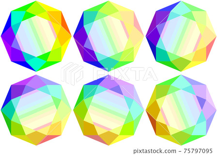 Rainbow-colored gemstone (set of 6 with adjusted base stone and light angle) 75797095