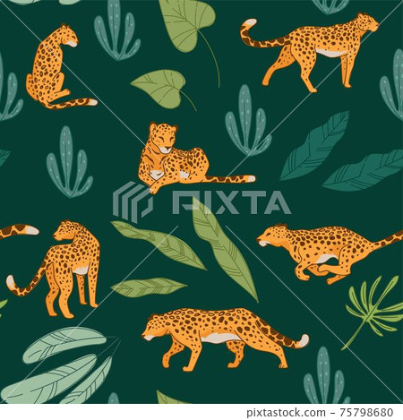 Running wild animal, leopard or cheetah pattern 75798680