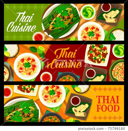 Thai cuisine food banners menu, Thailand dishes 75799180