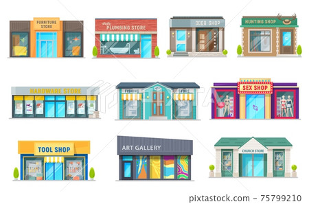 Store, shop and art gallery buildings, vector 75799210