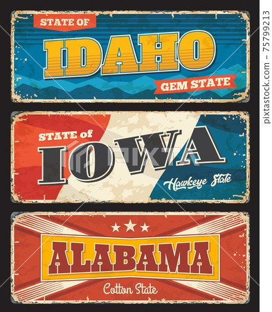 American states, Idaho, Iowa and Alabama banners American states, Idaho, Iowa and Alabama banners 75799213
