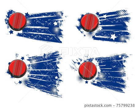 Cricket ball, sport tournament halftone banners 75799238