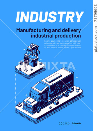 Industry isometric web banner, manufacturing. Industry isometric web banner, manufacturing. 75799698