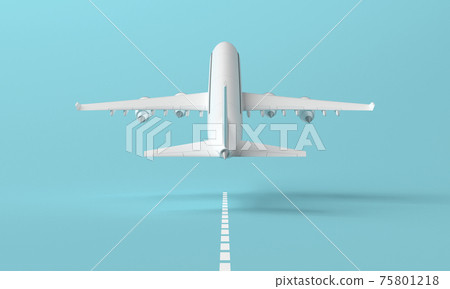 3d plane taking off from the landing strip. 3d rendering 3d plane taking off from the landing strip. 3d rendering 75801218
