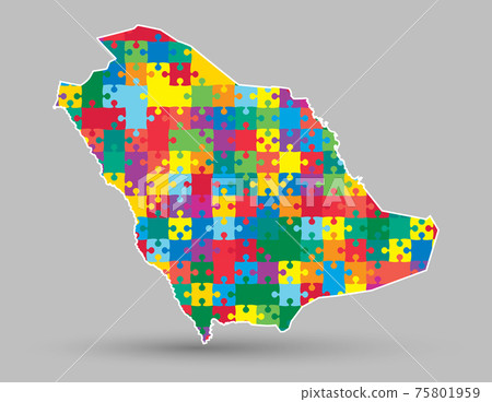 Vector map Saudi Arabia made puzzle pieces Vector map Saudi Arabia made puzzle pieces 75801959