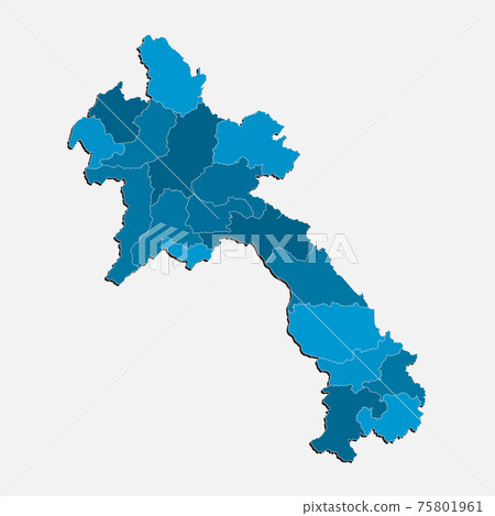 Vector template Asia map Laos divide on regions Vector template Asia map Laos divide on regions 75801961