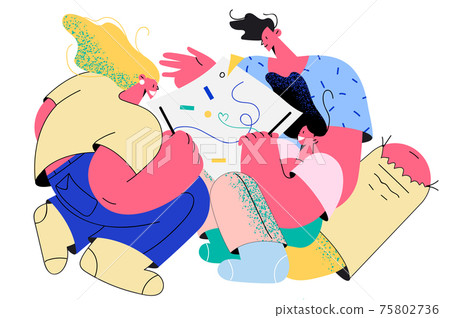 Spending time together in family, hobby and leisure concept Spending time together in family, hobby and leisure concept 75802736