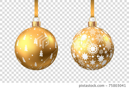 Golden  Christmas  ball  isolated on white background. 75803041