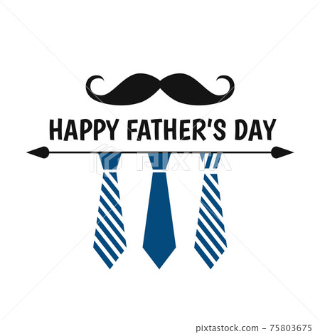 Happy Fathers Day card with mustache, tie. 75803675