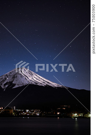 Mt. Fuji (Lake Kawaguchiko) illuminated by the moonlight Mt. Fuji (Lake Kawaguchiko) illuminated by the moonlight 75803900