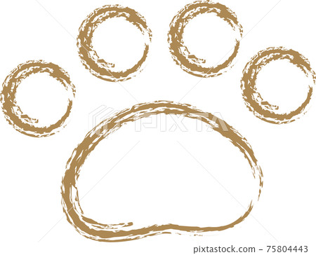 棕色動物腳印，手寫風格蠟筆觸 75804443