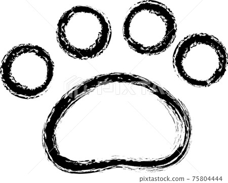 黑色動物腳印，手寫風格蠟筆觸感 75804444