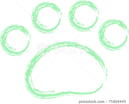 綠色動物的足跡手寫風格蠟筆觸 75804445