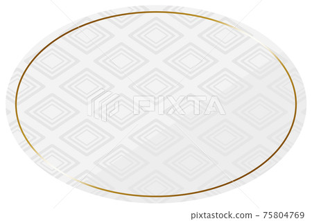 橢圓形鏡框,白色和金色,整個表面都有嵌套的菱形圖案 橢圓形鏡框,白色和金色,整個表面都有嵌套的菱形圖案 75804769