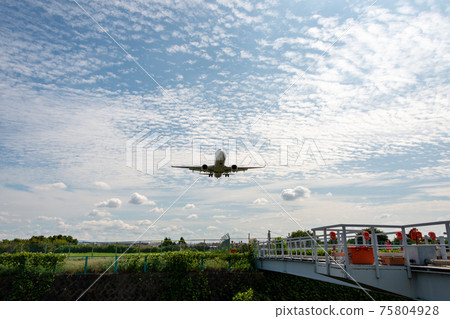 Airplane just before landing (Itami Airport) 75804928
