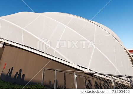 Modern Tensile Structure on a Clear Blue Sky - Photography 75805403
