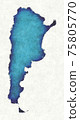 Argentina map with drawn lines and blue watercolor illustration 75805770