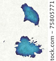 Antigua and Barbuda map with drawn lines and blue watercolor illustration 75805771