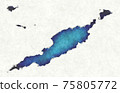 Anguilla map with drawn lines and blue watercolor illustration 75805772