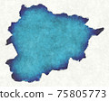 Andorra map with drawn lines and blue watercolor illustration 75805773