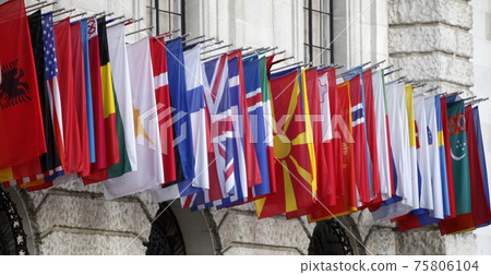 International flags at the Hofburg in Vienna International flags at the Hofburg in Vienna 75806104