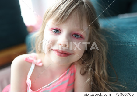 Portrait of smiling little girl with makeup Portrait of smiling little girl with makeup 75806700