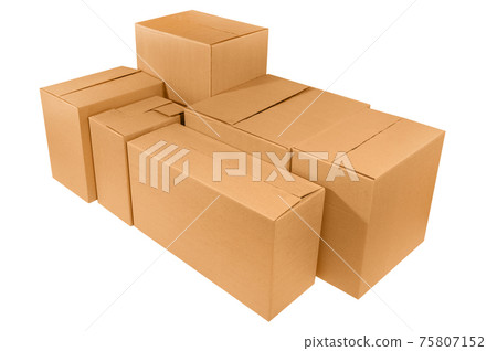 Brown cardboard boxes on white Brown cardboard boxes on white 75807152