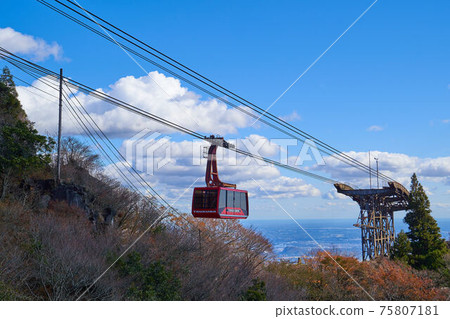 在秋天從筑波山（Nyotaisan）的Nyotaisan站觀看筑波山索道的方向 75807181