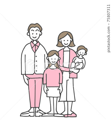 Full-body illustration of family and parent and child Full-body illustration of family and parent and child 75807311